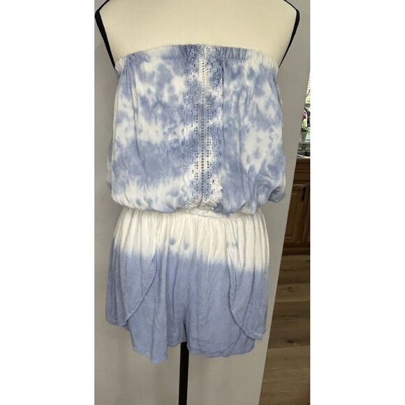 Pants - Ron Jon‎ Womans Blue and White Gauze Beach Romper  Size Large